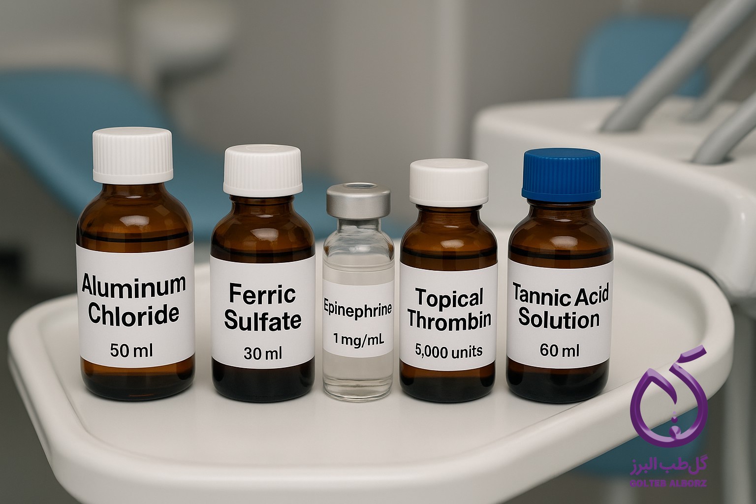 Common Types of Chemical Hemostats Include:  Aluminum Chloride  Ferric Sulfate  Epinephrine  Chitosan-Based Powders  Topical Thrombin  Tannic Acid Solution